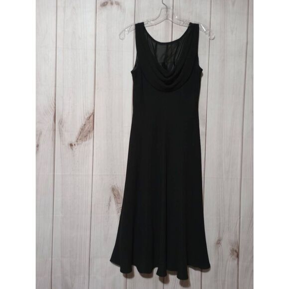 Evan Picone‎ Dress Ladies 6 Black Fit and Flare Midi Sleeveless - Picture 2 of 8